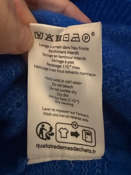 Sezane Electric Blue V‑Neck Cable Knit Cardigan - Picture 6 of 8